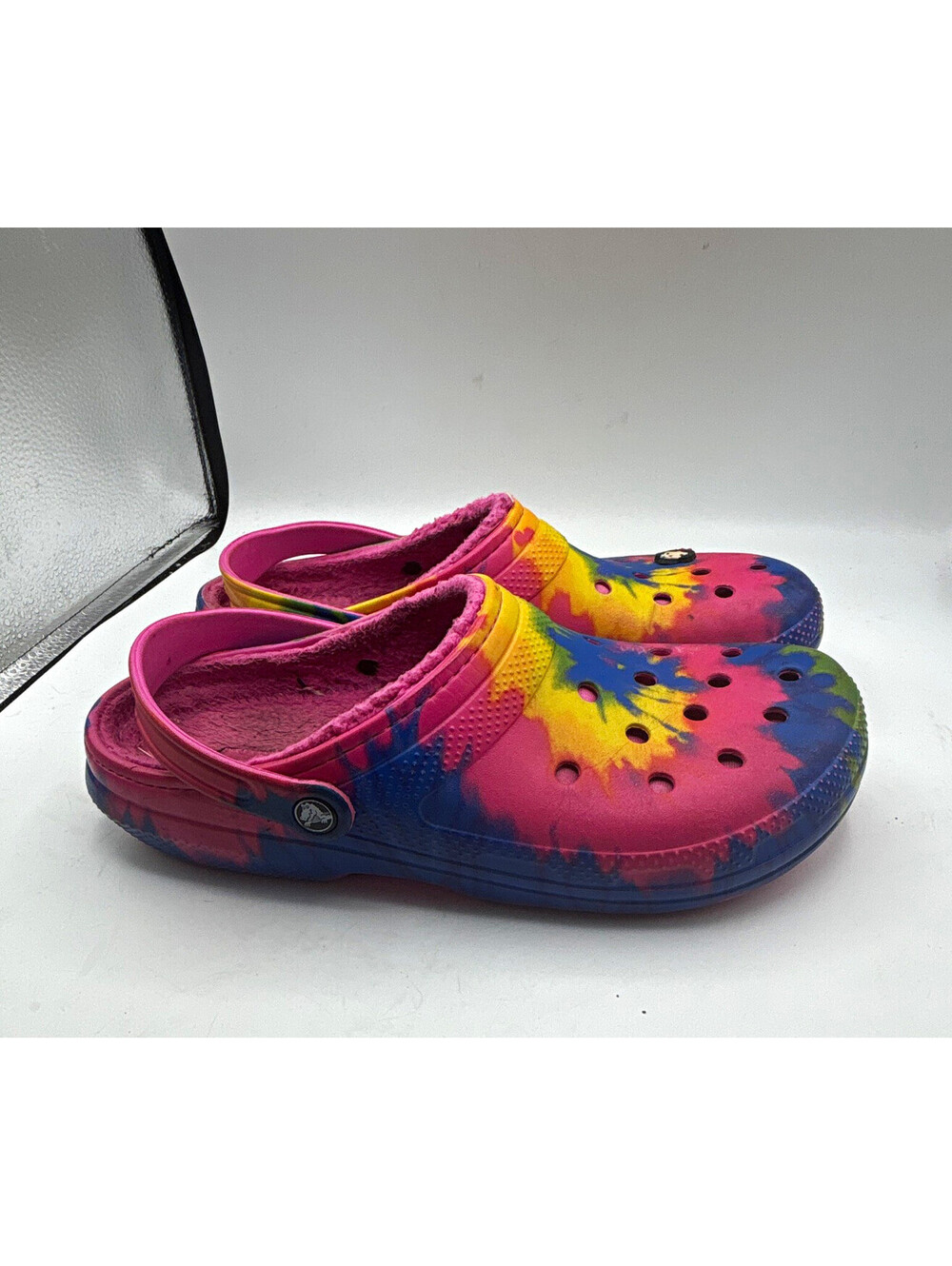 Crocs Classic Tie-Dye Clogs Pink Multicolor Lined Slip On Straps Kids 11